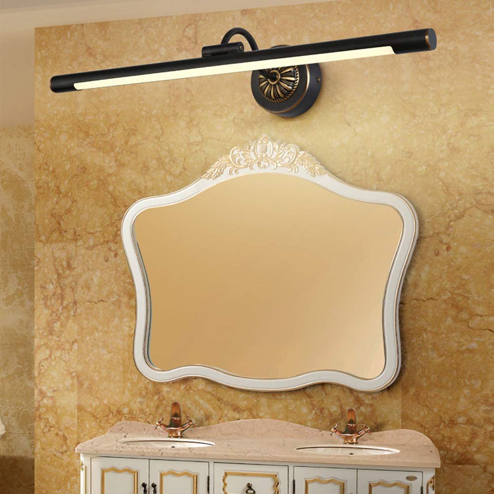 Appliques, éclairage Avant de Miroir à LED rétro en Laiton pour Miroir de Salle de Bain, Lampe Murale étanche Vintage Antique pour miroirs, Armoire, miroir/noir/L43Cm/9W