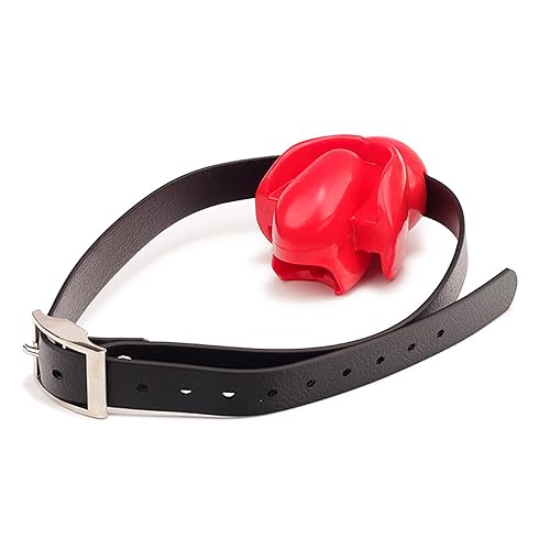 Adjustable Open Mouth Gag Ball for Oral Sex Silicone BDSM Fetish Bondage Gags & Muzzles Adult Sex Toys with Tongue Retainer Slave Restraints Device for Couples, Men (Red) - Red
