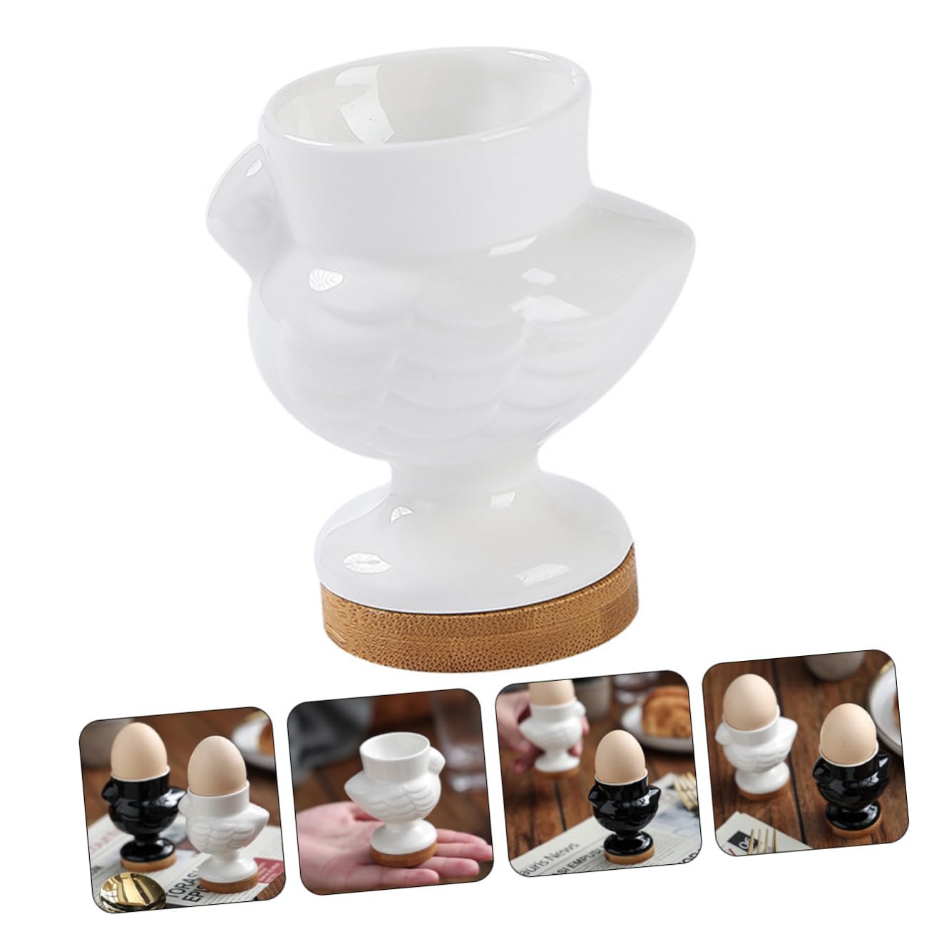 COLLBATH Ceramic Chick Shaped Egg Cup Holder for Breakfast Elegant Egg Stand Home Supplies for Soft Hard Boiled Eggs Stylish Kitchen Decoration