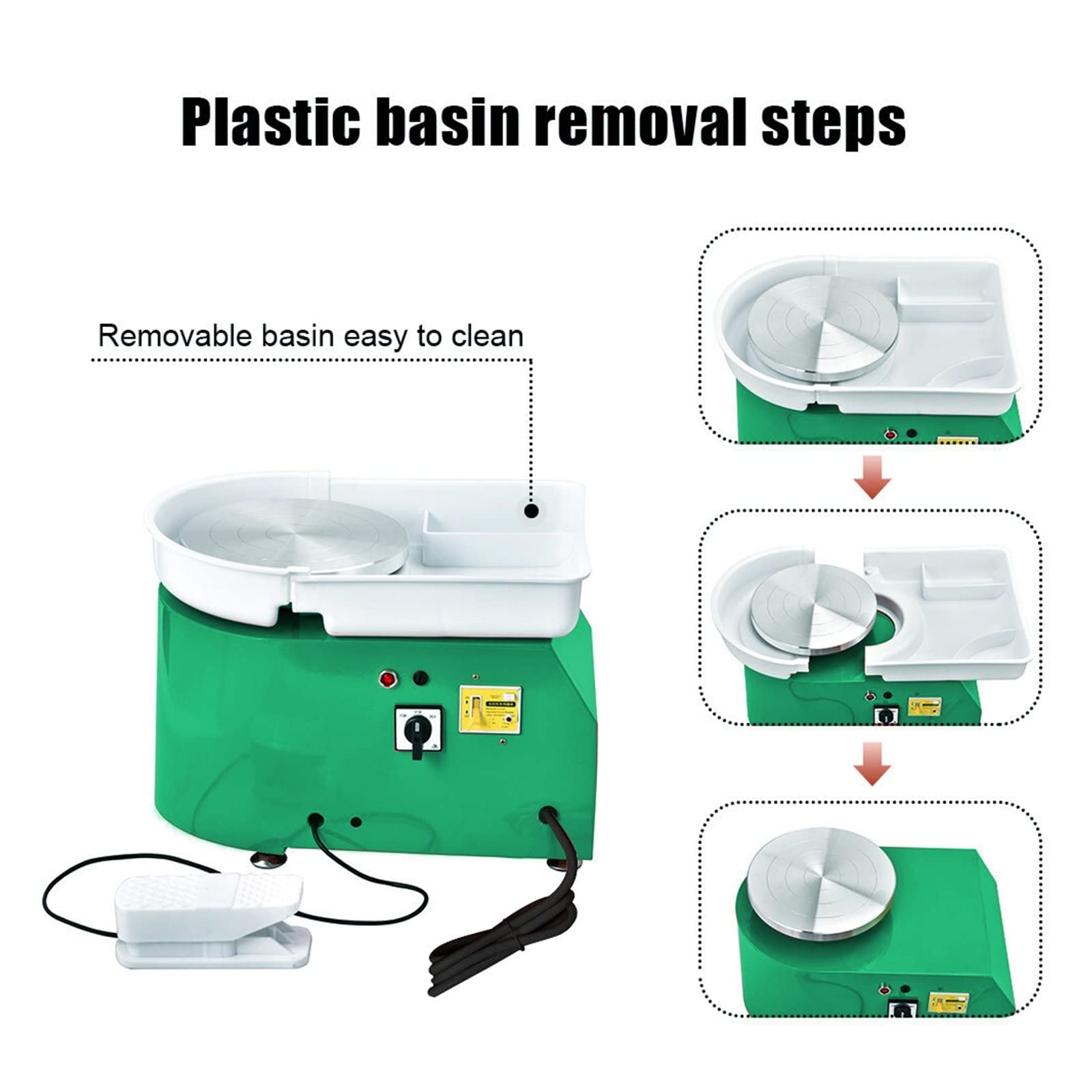 Töpferscheibe 25 cm 350 W Elektrische Töpferscheibe Keramik Maschine Fuß Pedal DIY Ton Keramik Formen Kunst Arbeit Form
