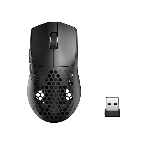 Redragon M725 Honeycomb Shell Gaming Mouse Wireless, Ultra Lightweight 49g, 8000 DPI Tri-Mode BT5.1/2.4GHz/Type-C Wired Gamer Mouse with 2 Side Buttons, Macro Programmable for PC/Mac/Laptop, Black