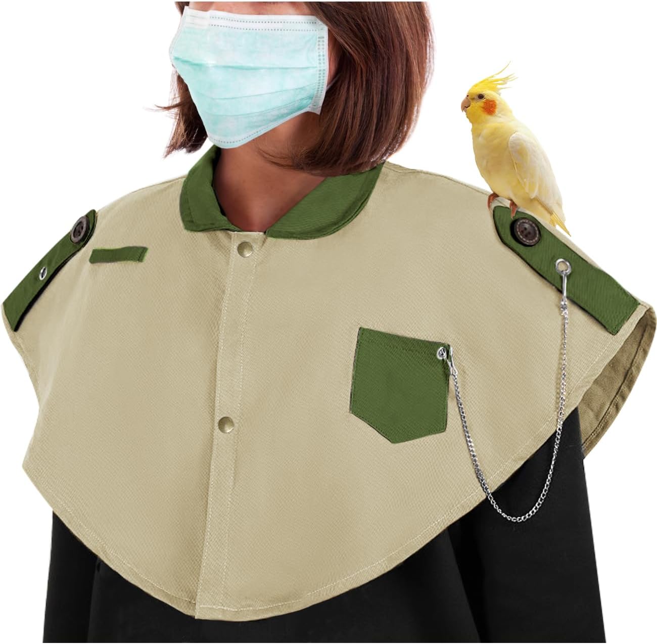 La La Pet Parrot Anti-Scratch Shoulder Protector Pet Bird Training Shoulder Cape Parrots Poop Shawl Diaper Flight Suits and Accessories for Macaws Cockatoos Parakeets Cockatiels Beige