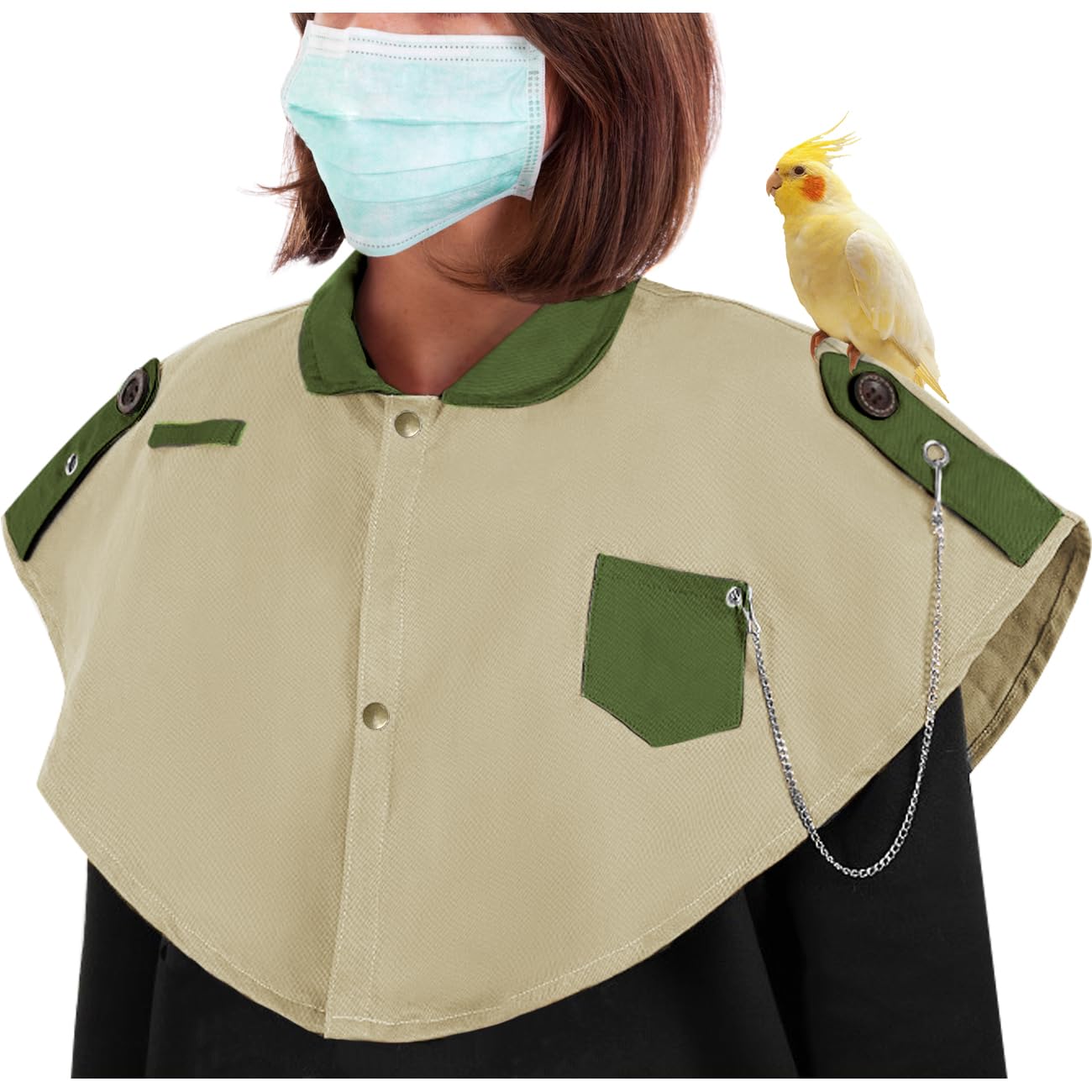 La La Pet Parrot Anti-Scratch Shoulder Protector Pet Bird Training Shoulder Cape Parrots Poop Shawl Diaper Flight Suits and Accessories for Macaws Cockatoos Parakeets Cockatiels Beige