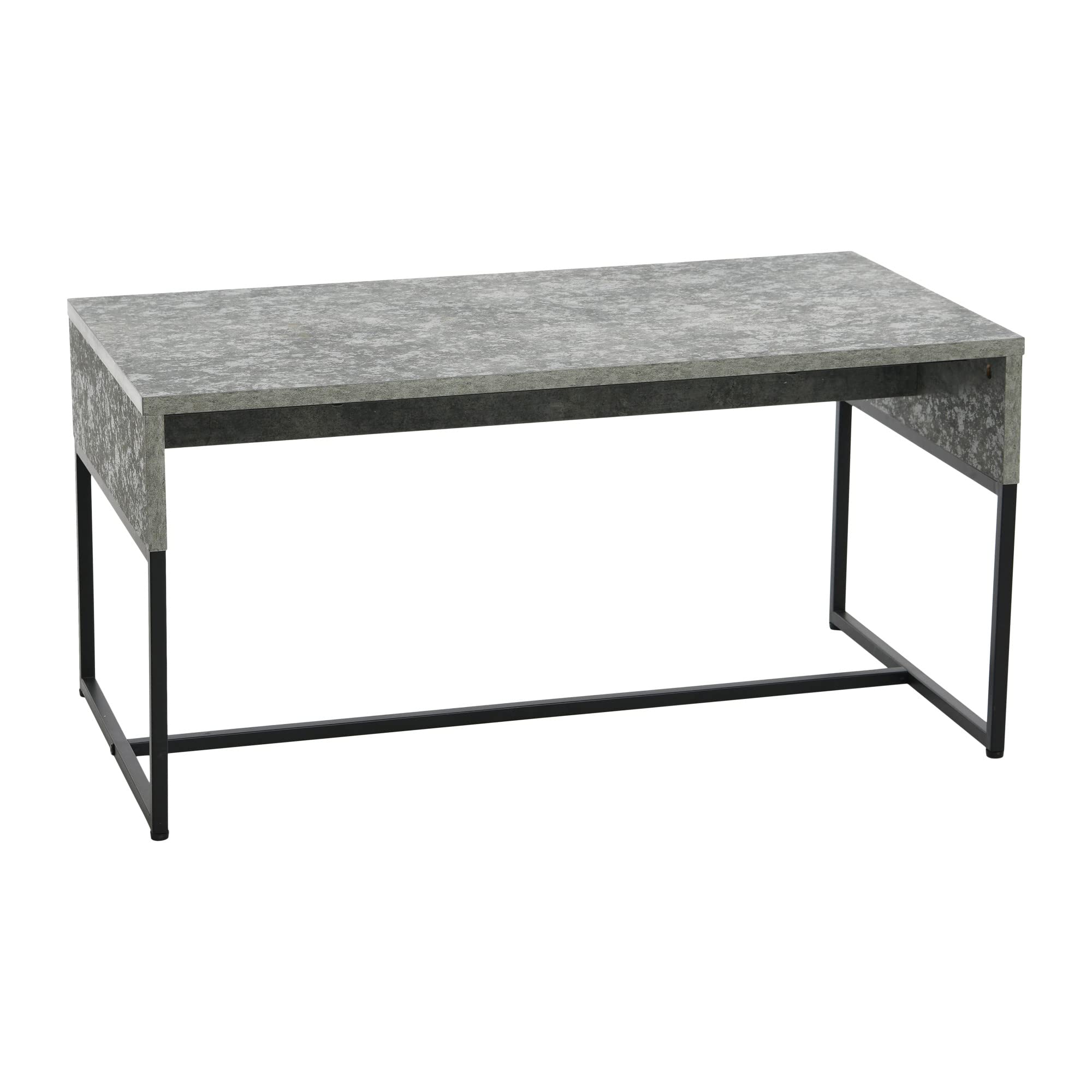 Household Essentials Wrap Rectangular Coffee Table Rustic Slate Concrete and Black Metal