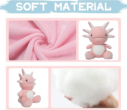 Miniatura 6 de Niuniu Daddy Peluche de ajolote de 20 pulgadas, animal de peluche suave con superpoderes que brillan en la oscuridad, regalo rosa Kawaii para niños