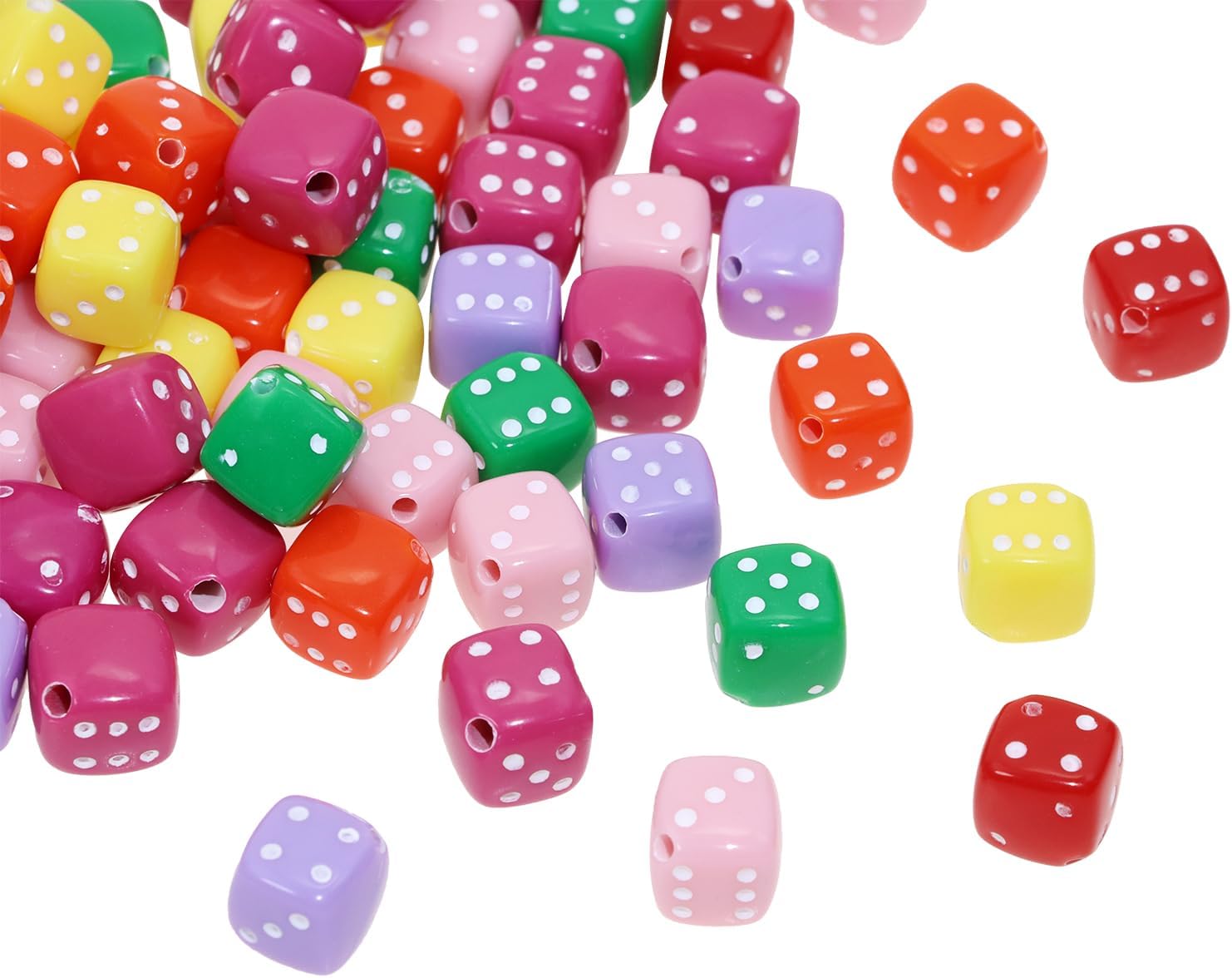 Tupalizy 8mm Acrylic Dice Beads Mini 5 Sided Dice Charms for Bracelets Jewelry Making Keychain Necklaces Earrings DIY String Crafts Board Games Classroom Family Party Gifts,100PCS