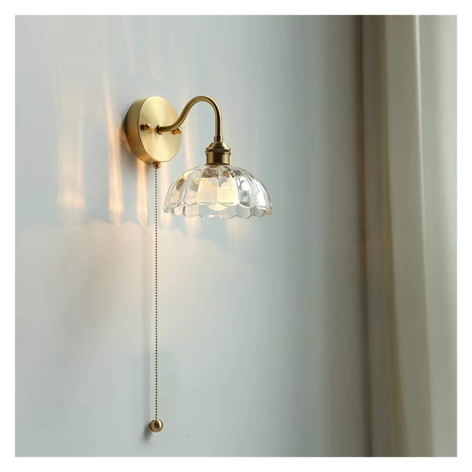 KBUUKYYXouy Glass Copper Wall Lights Home Decoration Bedroom Bathroom Mirror Wall Lamp Stair Modern Nordic Wall Sconces,Wall Lamp,Warm light-D16cm*H18cm(Cold Light)