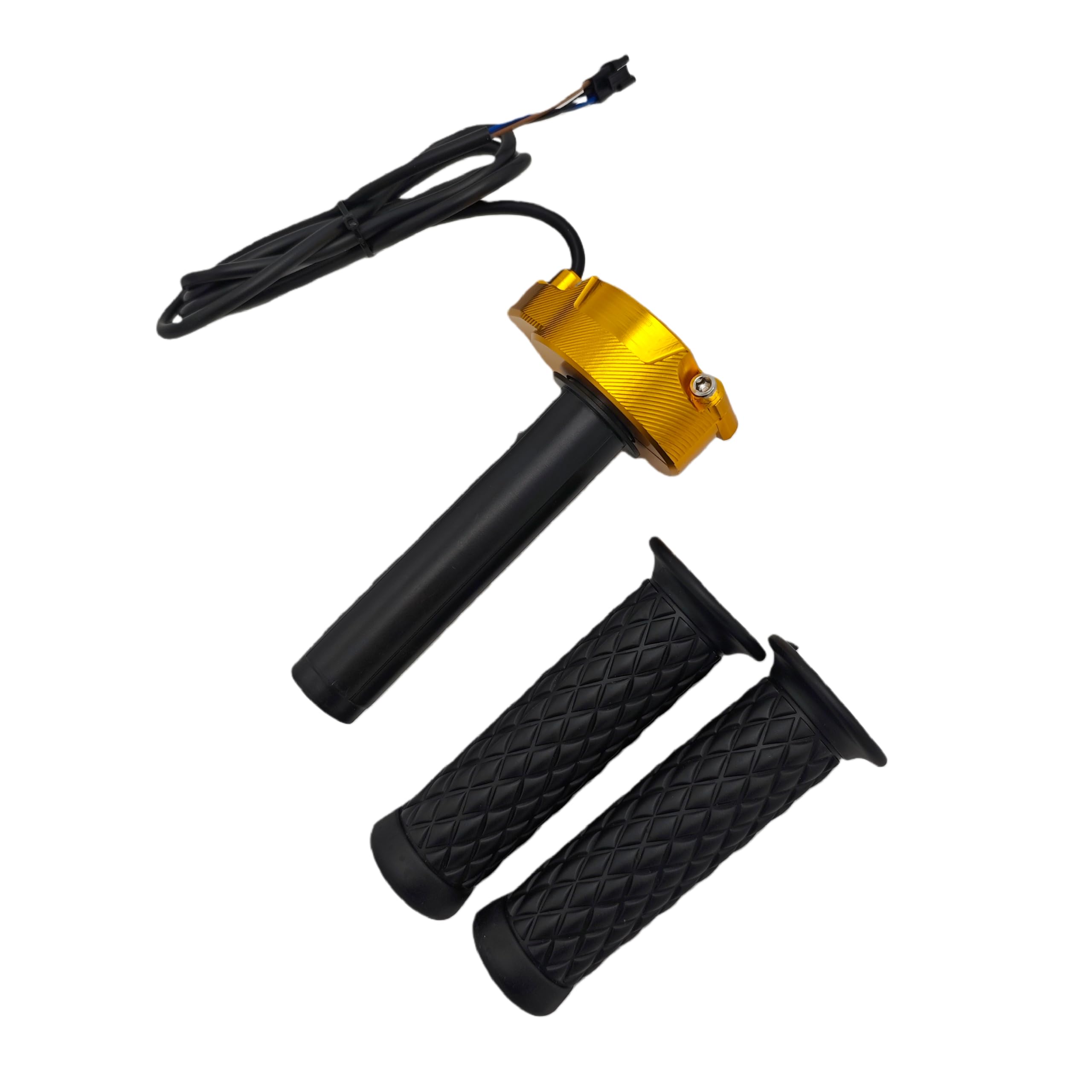 CHAOZHU CNC Aluminum Surron Style 12V-90V Universal Voltage eBike Electric Bicycle Full Bar Twist Throttle with SM-3A Male Plug, Multiple Colors Available (Golden)