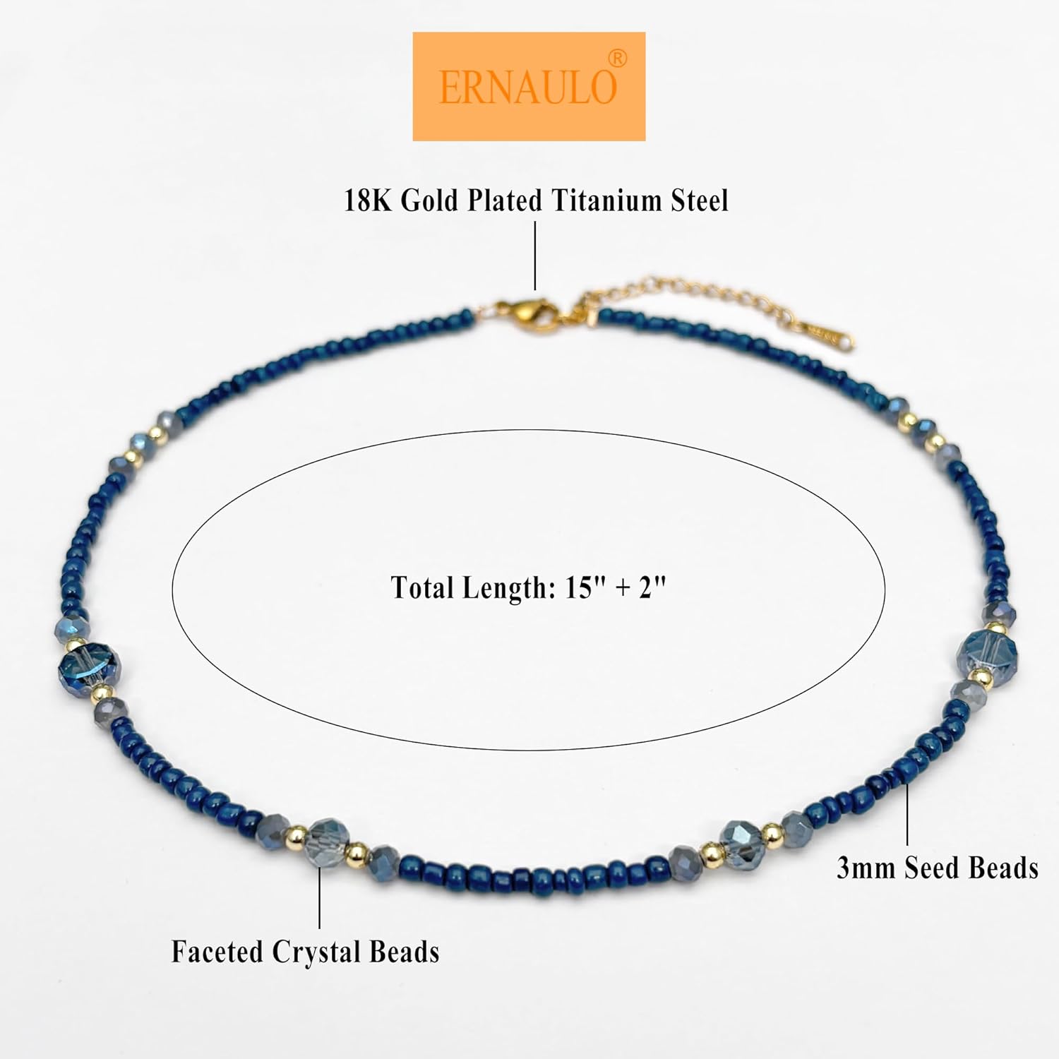 Beaded Necklaces for Women Summer Beach Beaded Necklace Bead Choker Boho Necklaces for Women Handmade Summer Jewelry Stainless Steel 18K Gold Plated - Image 5