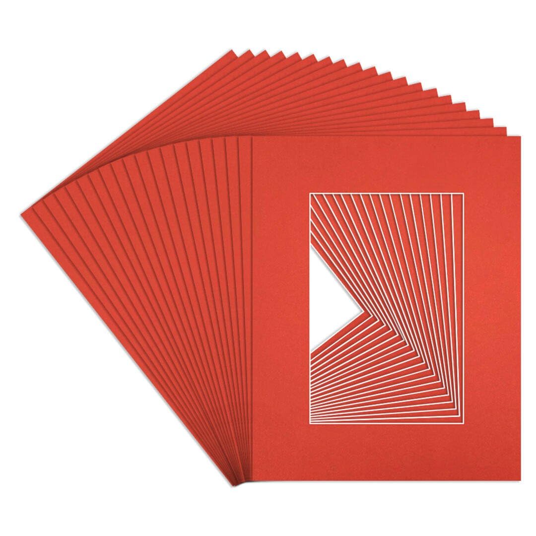 Procut Global 9x7" Poppy Red Picture Mounts to Fit 6x4" Aperture - Precision Cut Cardboard Photo Mount - Ideal for Frames, Prints, Artwork & Certificates - Sizes & Colours Available - 20 Pack