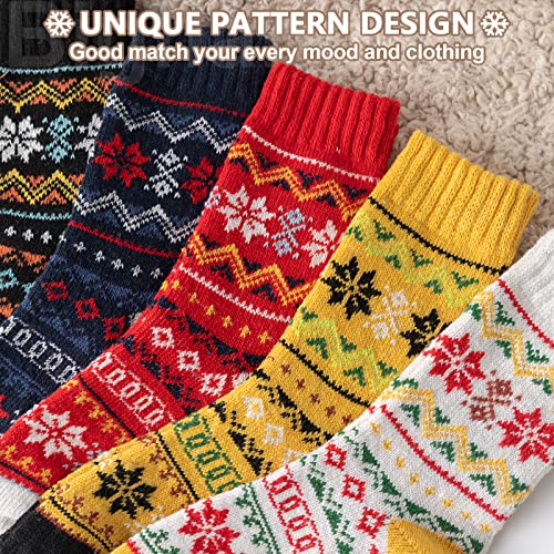 Image of IIG 5 Pairs Women's Vintage Style Thick Wool Warm Winter Crew Socks