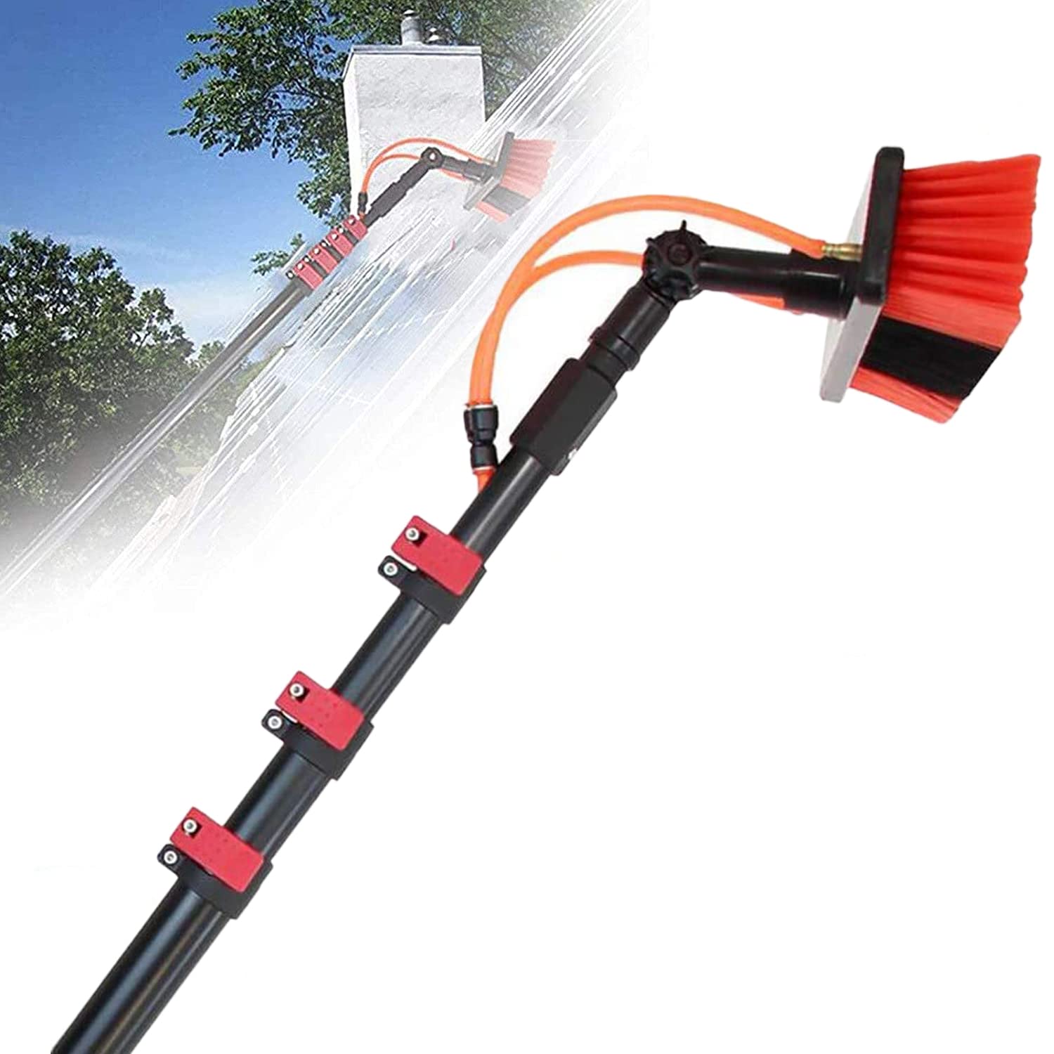 YHKJLYH 3.6-10.8M Window Cleaning Pole Equipment, Telescopic Window Cleaner, Window Cleaning Pole Water Fed Brush for Photovoltaic Panel Roof Trucks Windows (7.2M)
