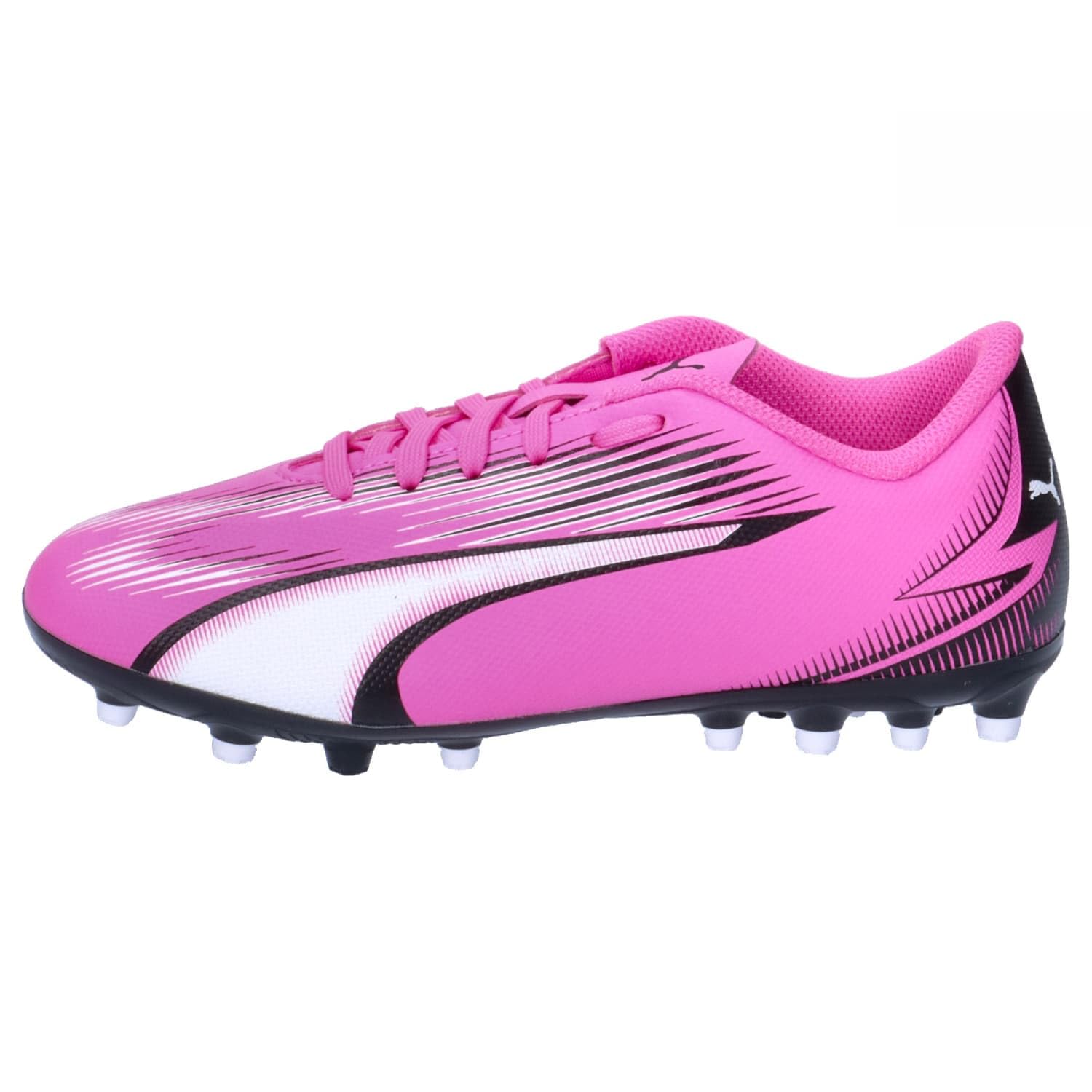 Puma Unisex Youth Ultra Play Mg Jr Soccer Shoes, Poison Pink-Puma White-Puma Black, 38.5 EU