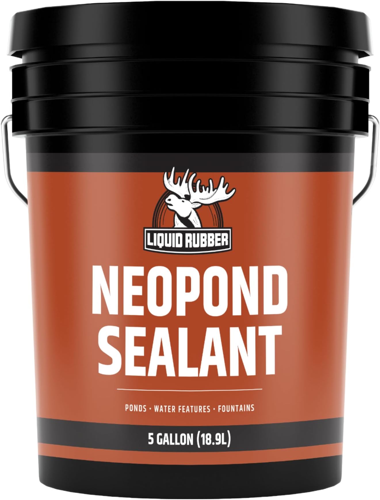 Liquid Rubber NeoPond Waterproof Pond Sealant - Fish and Plant Safe Waterproofing Membrane Sealer for Ponds and Water Features, Black, 5 Gallon
