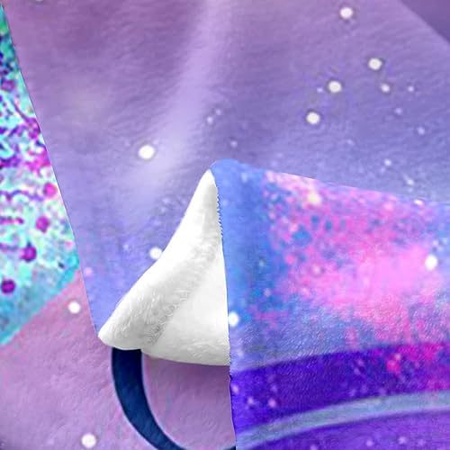 Miniatura 3 de Manta de cama con cola de sirena para niños, manta de franela de sirena acuarela de 50 x 60 pulgadas, manta de dibujos animados de sirenita para