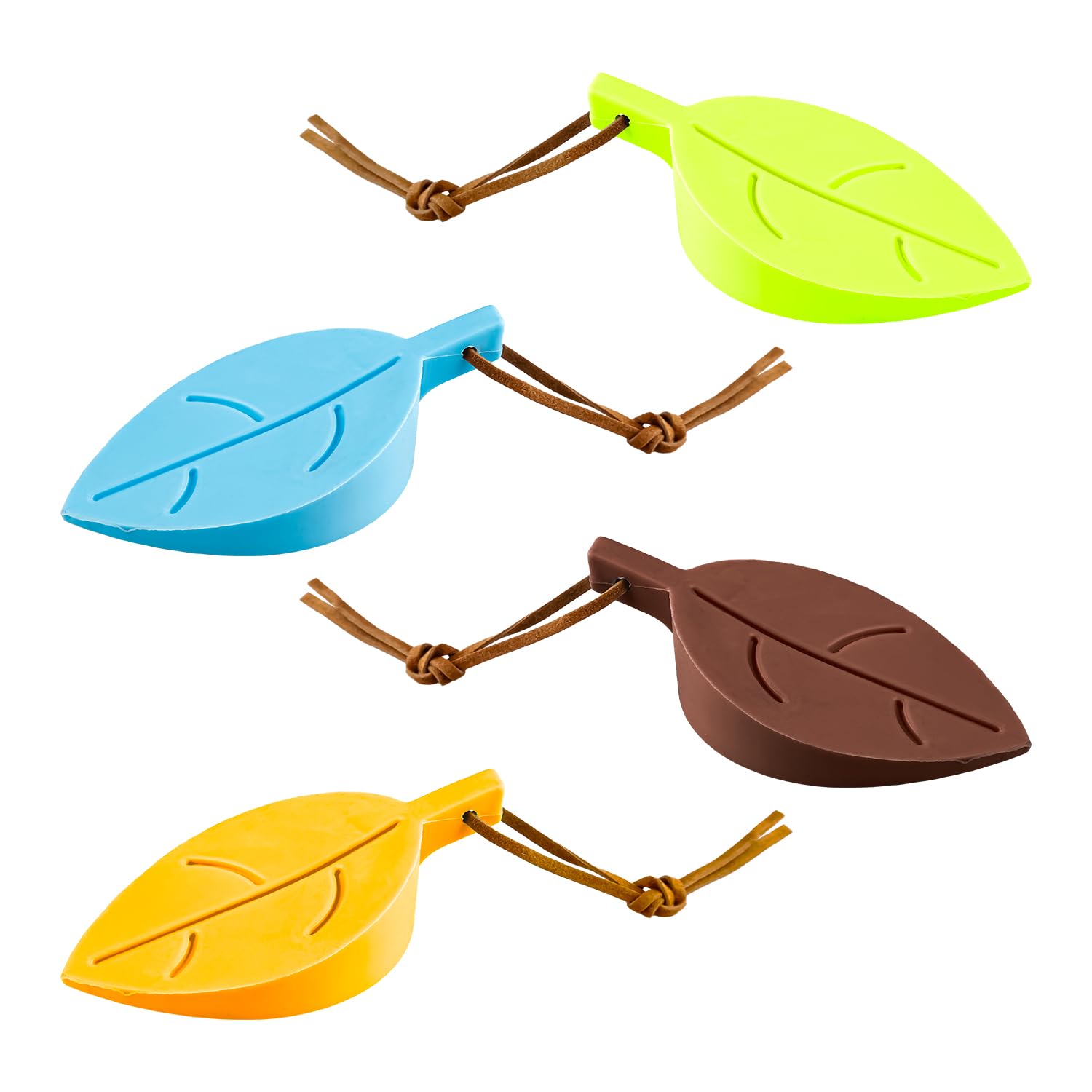 Bojueshaw 4pcs Silicone Door Stopper Wedges,Non-Slip Doorstop,Colorful Leaf-Shaped Finger Protectors for Home & Office(4 Colours)