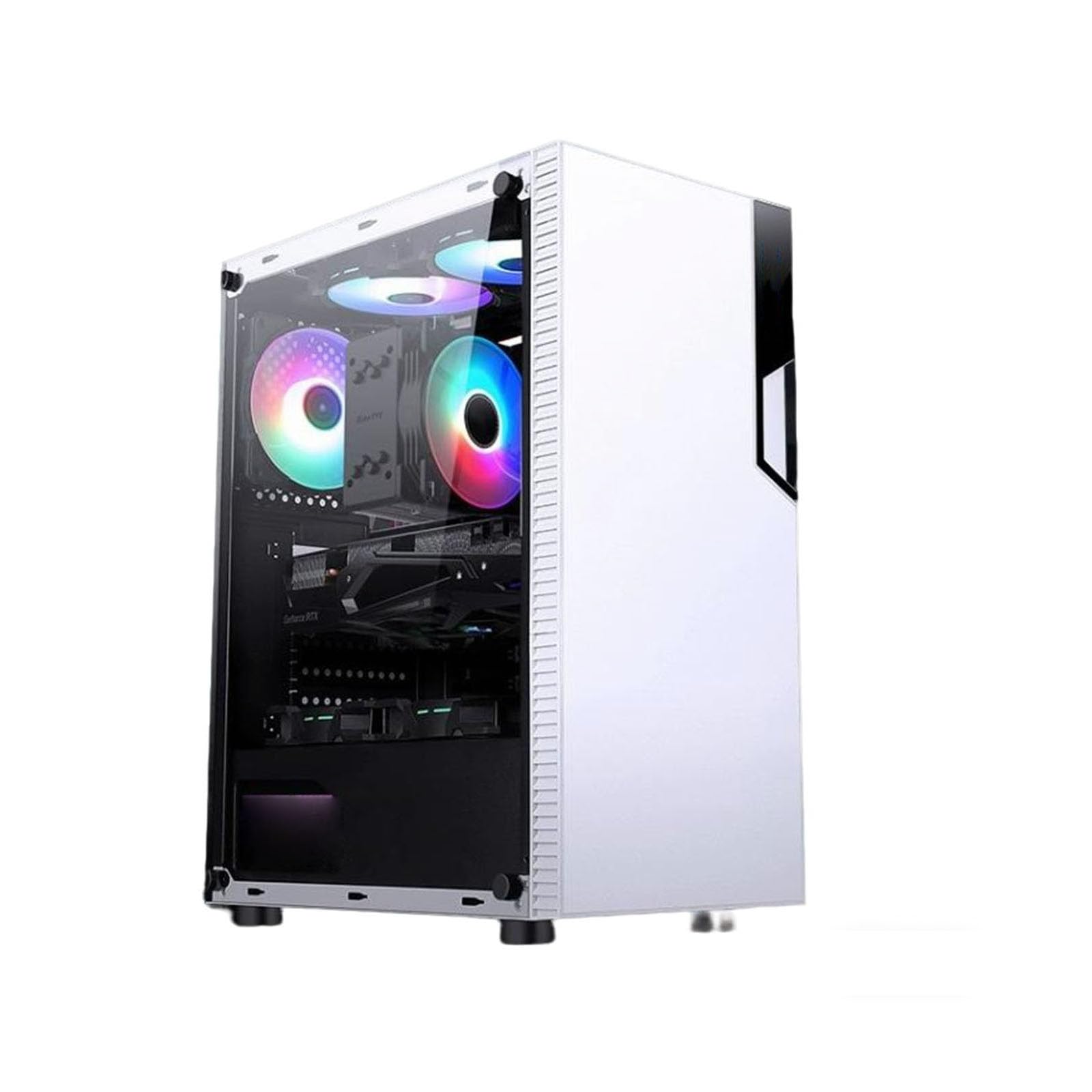 Generic Obudowa PC ATX Mid Tower, czarna, stalowa, 8-wentylatorowy system chłodzenia, 7 gniazd PCI, kompatybilne z ATX/M-/Mini-ITX, obsługa GPU 320 mm, kompilacja komputera do gier (biała)