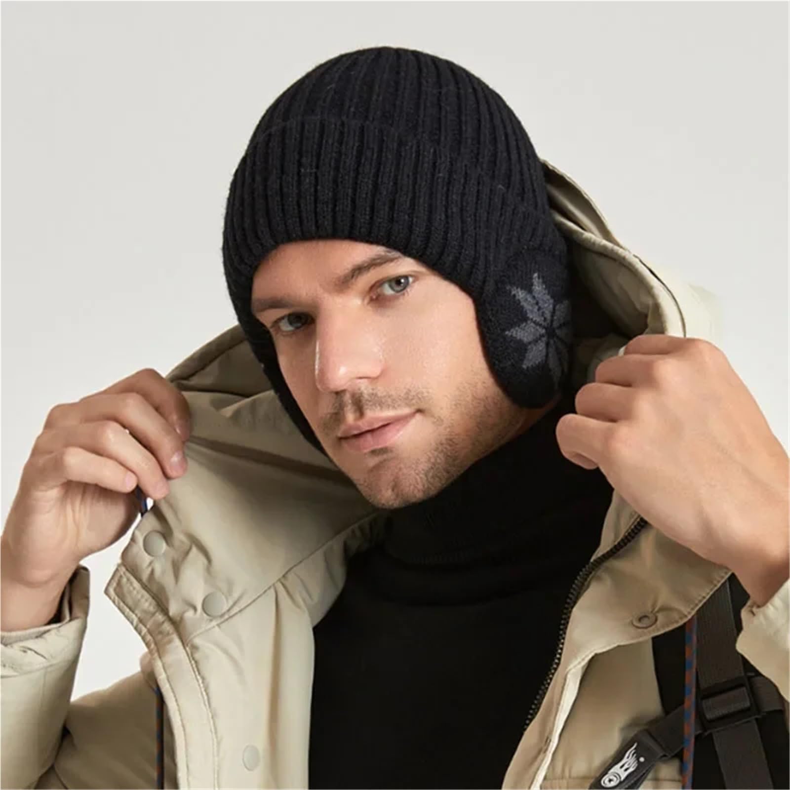 Cappello in cotone lavorato a maglia caldo peluche da uomo invernale unisex Protezione for le orecchie esterno più berretto in velluto for cappelli pullover donna per Gita