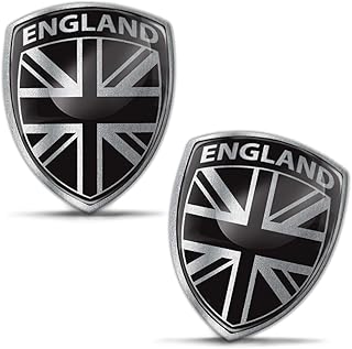 Biomar Labs® 2 x 3D Domed Silicone Badge Stickers Decal Emblem Car Motorcycle Helmet UK GB Union Jack United Kingdom Great Britain British Silver National Flag F 151