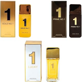 Cologne for Men set of 3 x 3.4 oz Eau de Toilette Spray, Pack of 3 - Gold No.1, Prime No.1, Lucky fragrance for Men | Smell Like a Millionaire |