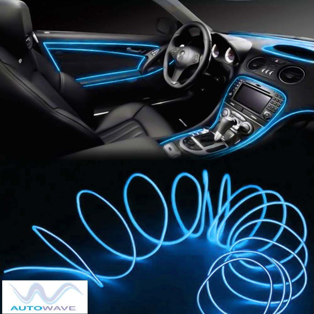Autowave EL Wire Car Interior Light Ambient Neon Light for All Car Models with Lighter Socket (Blue, 3 Meter)