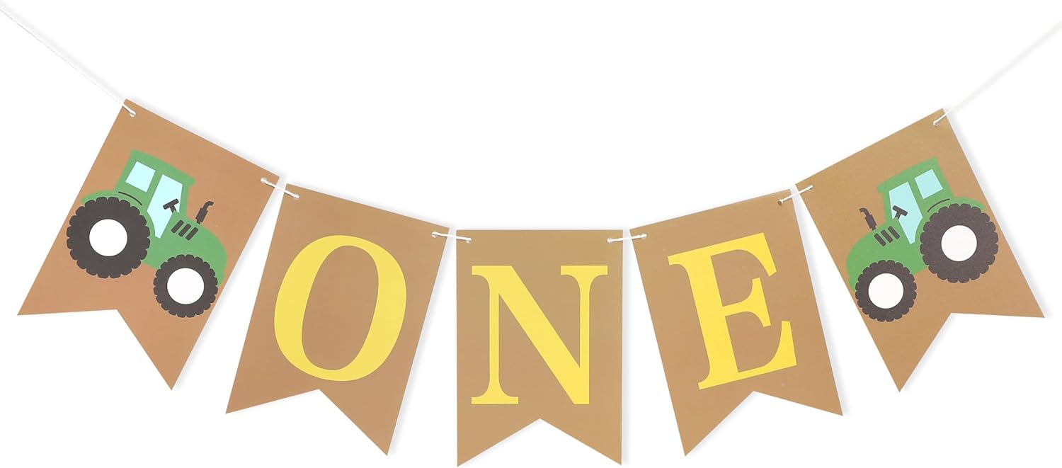 Tractor One Happy Birthday Banner,Tractor First/1st Birthday Party Decor