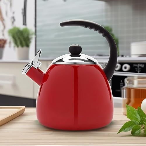 Miniatura 5 de Farberware Tetera domo, tetera silbante, esmalte de porcelana sobre acero al carbono, sin BPA, a prueba de óxido, mango frío, 3 cuartos de galón,