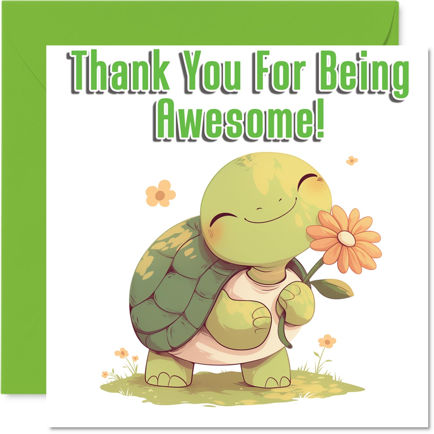 Cute Tortoise Thank You Card for Girls Boys - Awesome Animals - Thankyou Cards for Nephew Daughter Grandson Sister, 145mm Thank You So Much Appreciation Greeting Cards
