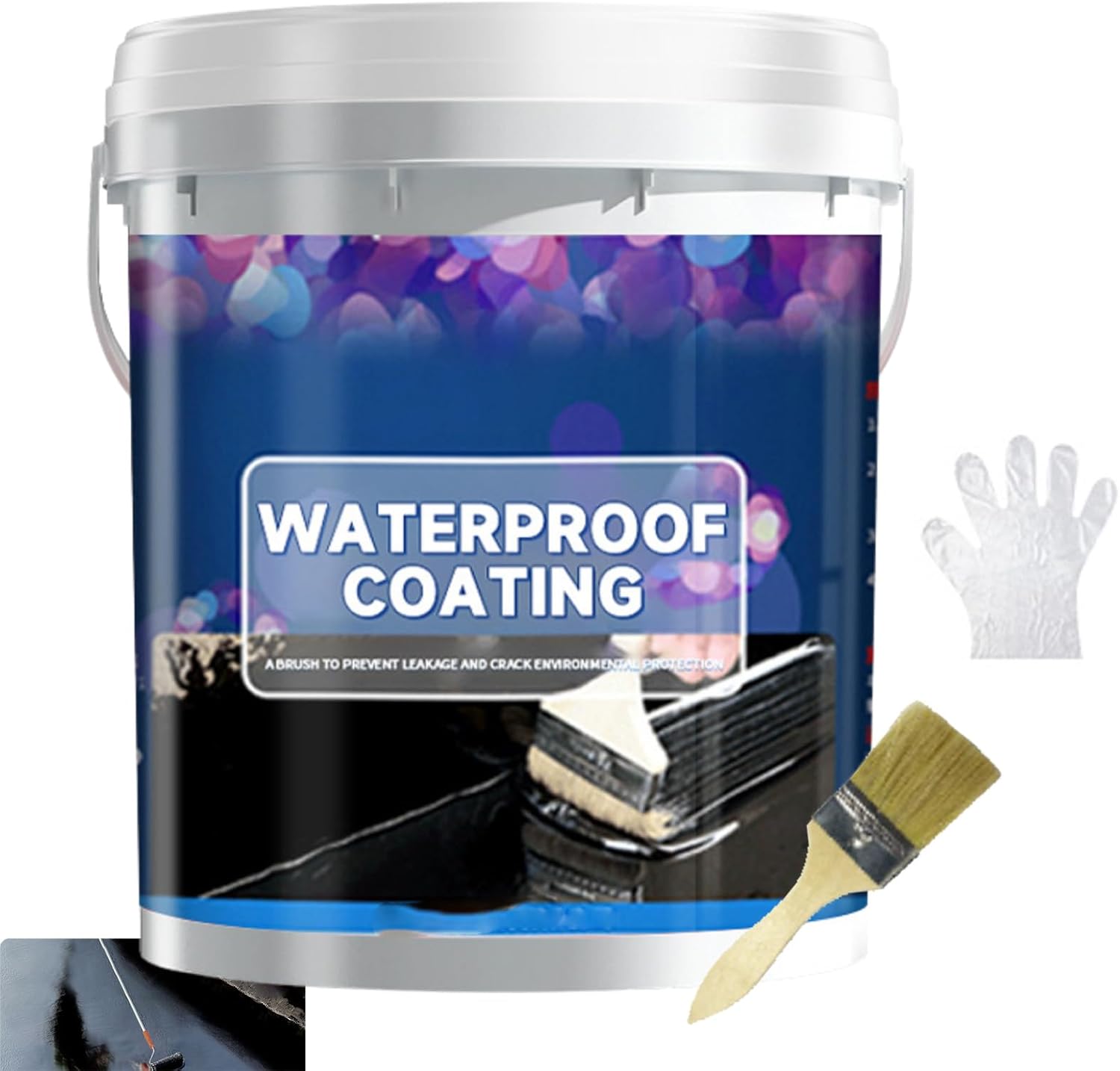 Multi-Purpose Polyurethane Waterproof Coating,Polyurethane Waterproof Coating,Roof Leak Repair,Suitable for Roofs Walls Concrete Wood Outdoor (Black,1000g)
