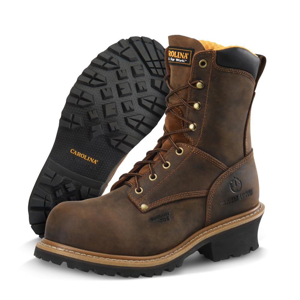 Carolina Men's 8" Poplar Comp Toe Logger, Industrial & Construction Boots, Oil & Slip Resistant, EH Rated