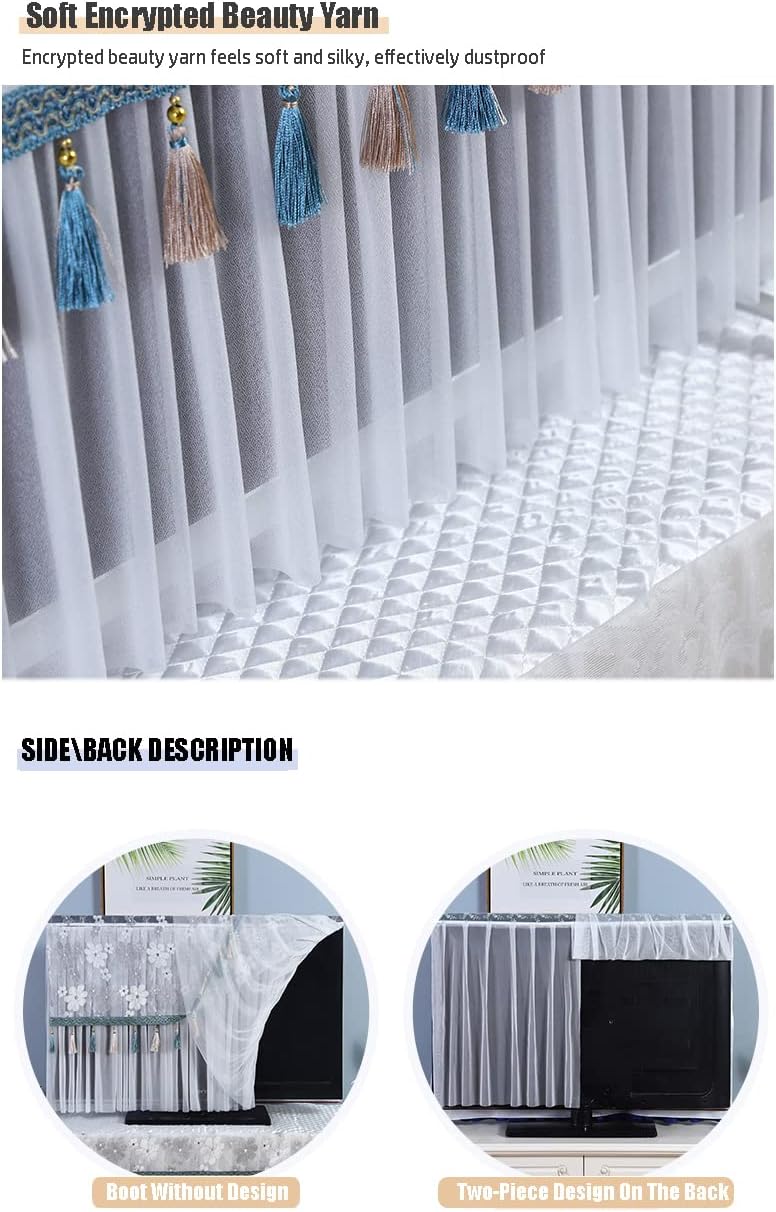 夢の紫色のテレビカバー、レース屋内テレビのカーテン、防塵32-75インチ、屋内テレビカバー、テレビ 保護カバー(Size:54-55