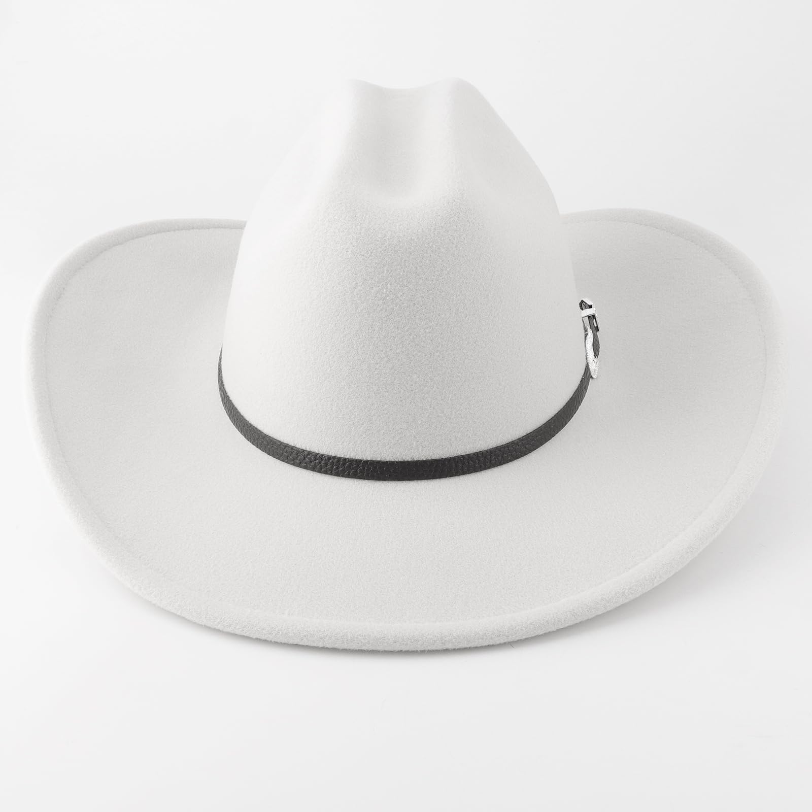 DRESHOW Cappello da Cowboy Donna Classico Cappello Western Retro a Tesa Larga Modellabile con Fibbia e Cintura Cappelli in Feltro Arrotolati Unisex