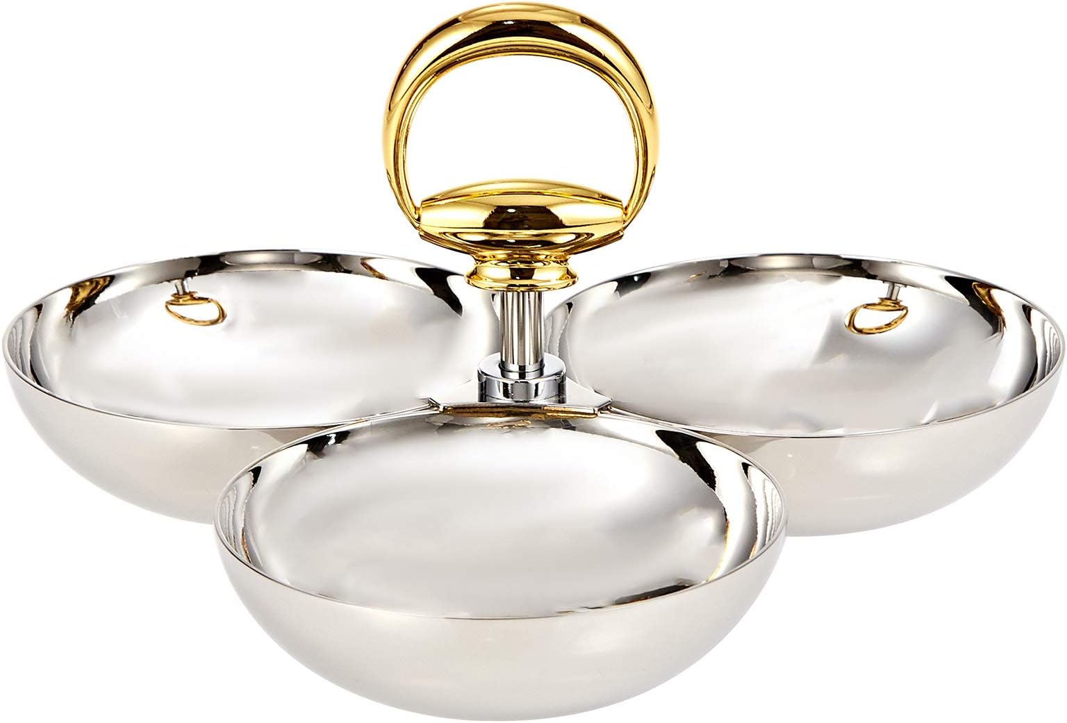 Regent3 Compartment Snack Bowl - Silver and Gold,Multi Color