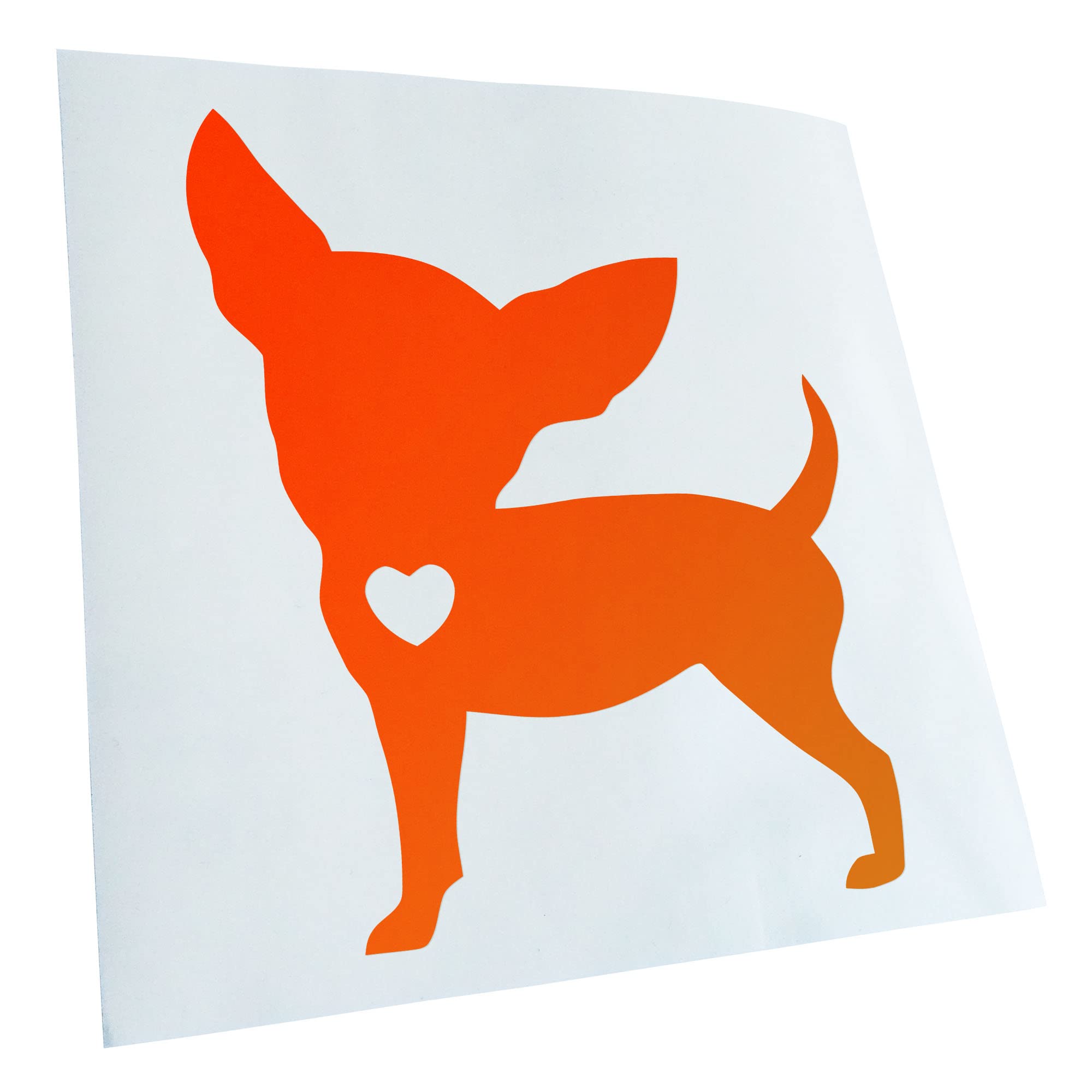Kiwistar - Car Sticker - Neon Orange - 12 x 10 cm Chihuahua Love Silhouette - Rear Window Car Sticker Weatherproof for Car Truck Moped Truck - Sticker Exterior Self-Adhesive Tuning Accessories for