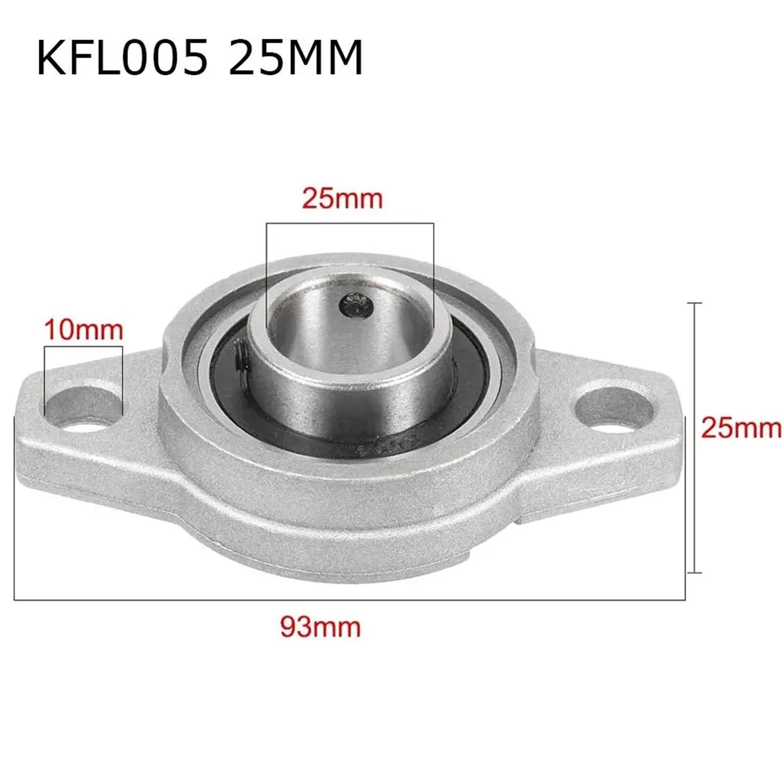 Carcasa de bloque montada en eje, 8mm, 10mm, 12mm, 15mm, rodamiento de bloque de almohada, rodamiento de empuje, aleación de ZINC, KFL08 KFL10 KFL12 KFL15(KFL005 25MM)
