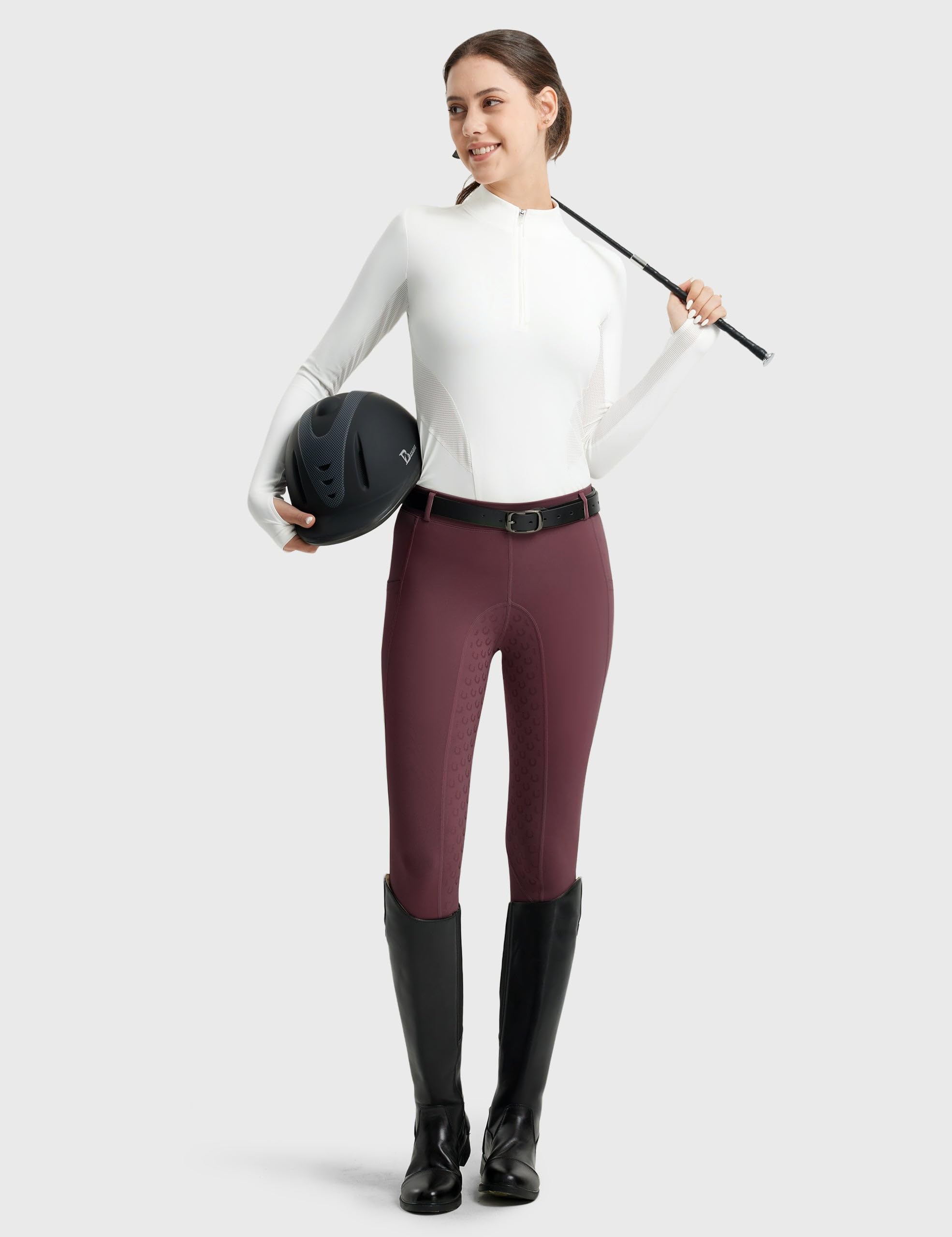 FitsT4 - Mallas de equitación para mujer, con agarre de silicona activa, mallas de equitación