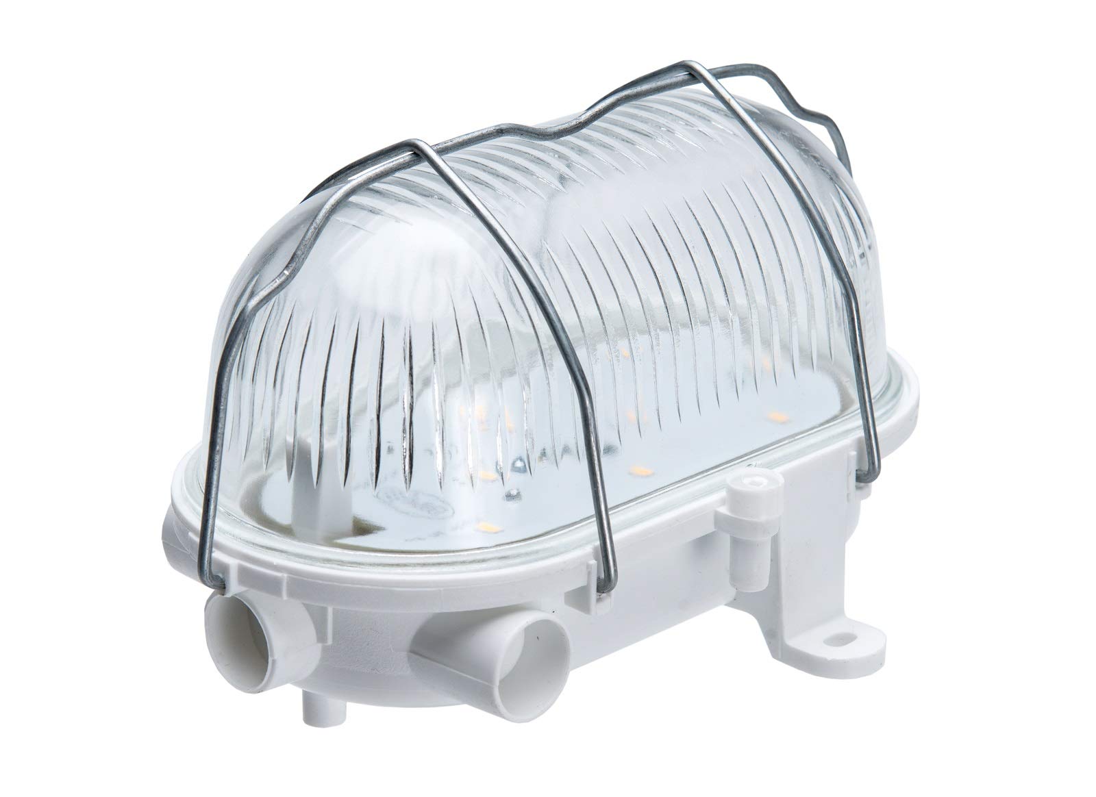5W 4000K 570lm White Oval 60 12V/24V LED Bulkhead Light Lamp IP54, Removable Steel cage, matt Glass Cover; OVAL-60-LED-WMGRS-12/24