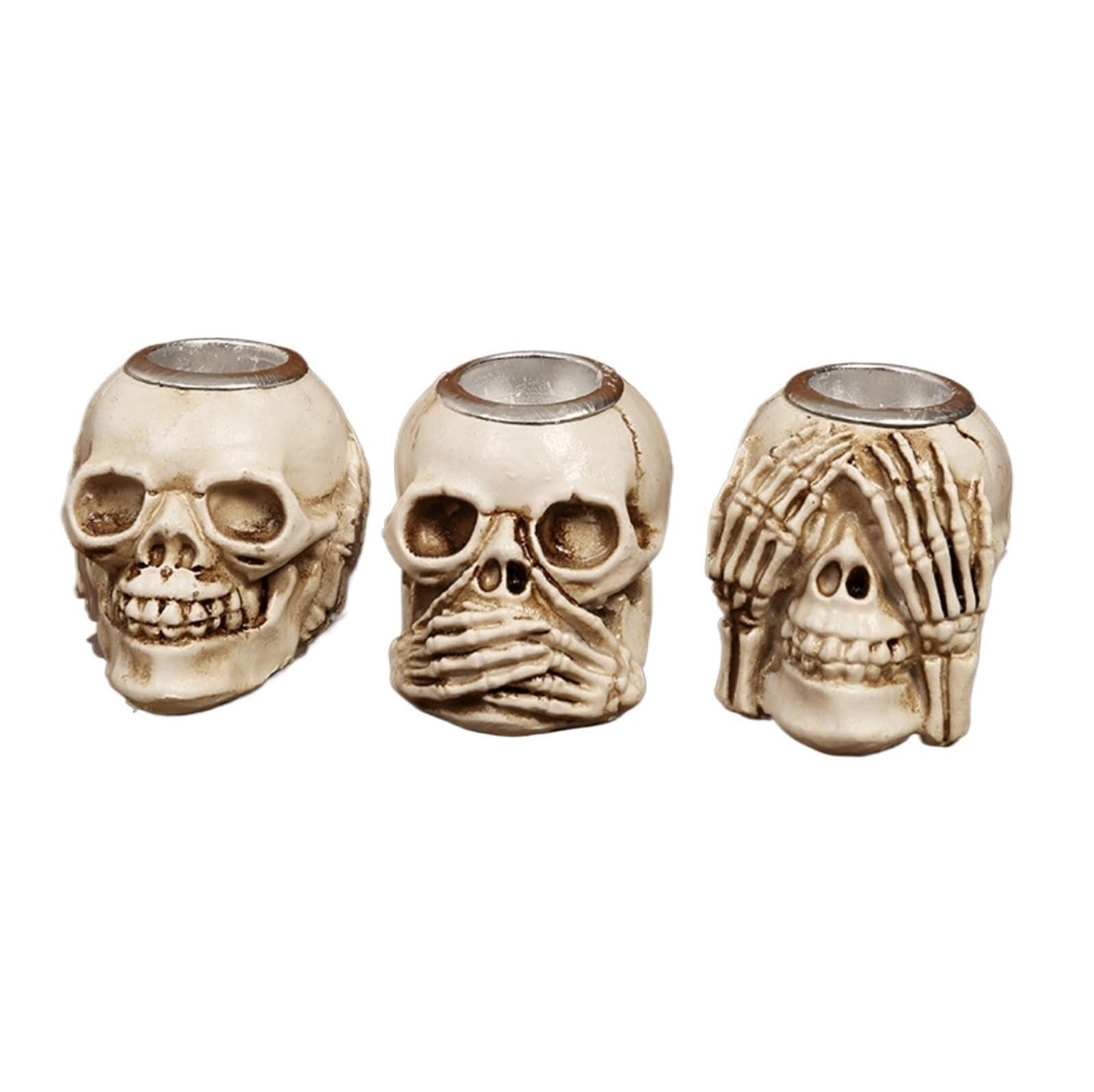 Candle Holders Hand Candle Halloween Desktop Foyer Decoration Skull Stick Resin Horror Supplies(3pcs)