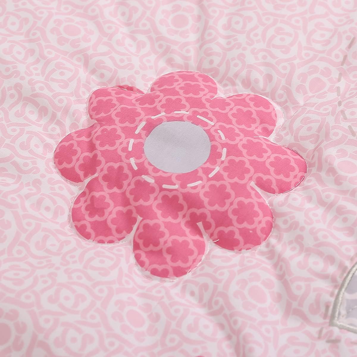 1 PC Pink Floral Embroidery Nursery Crib Quilt 1 PC Flower Birds Quilted Blanket (Pink Bird)