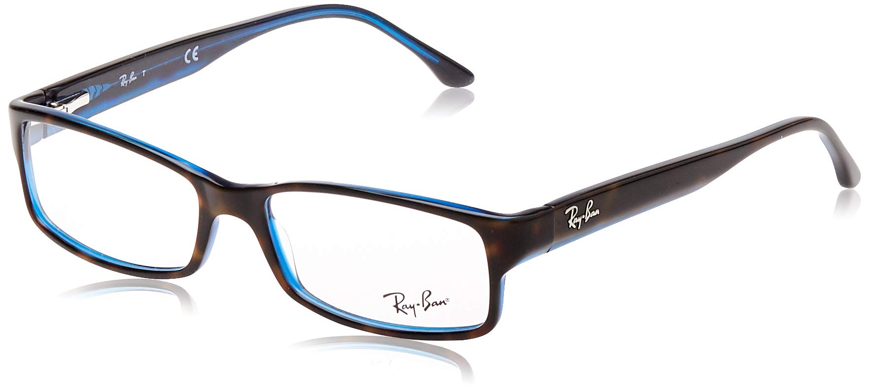 Ray-Ban0rx5114 No Polarization Rectangular Prescription Eyewear Frame Top Havana on Blue 54 mm
