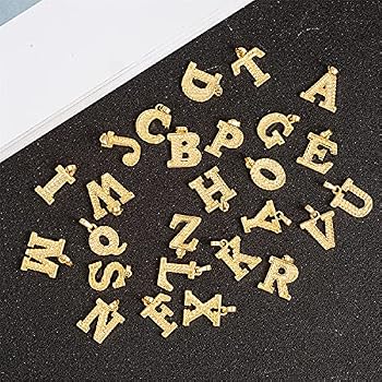 Initial Necklace – 18K Gold Plated Gothic Letter Pendant With Figaro Chain, 18+2 Inch