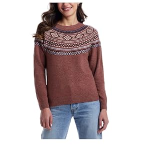 Weatherproof Vintage Womens Long Sleeve Fairisle Sweater US Alpha Medium Regular Regular Copper