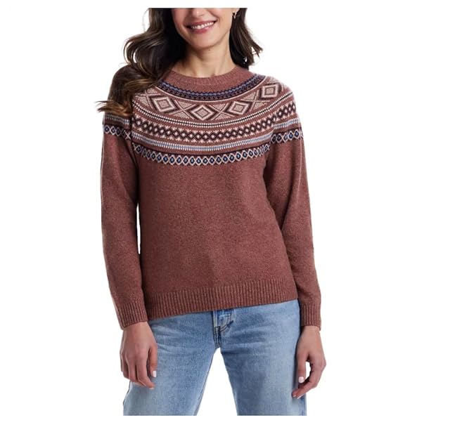 Weatherproof Vintage Womens Long Sleeve Fairisle Sweater US Alpha Medium Regular Regular Copper