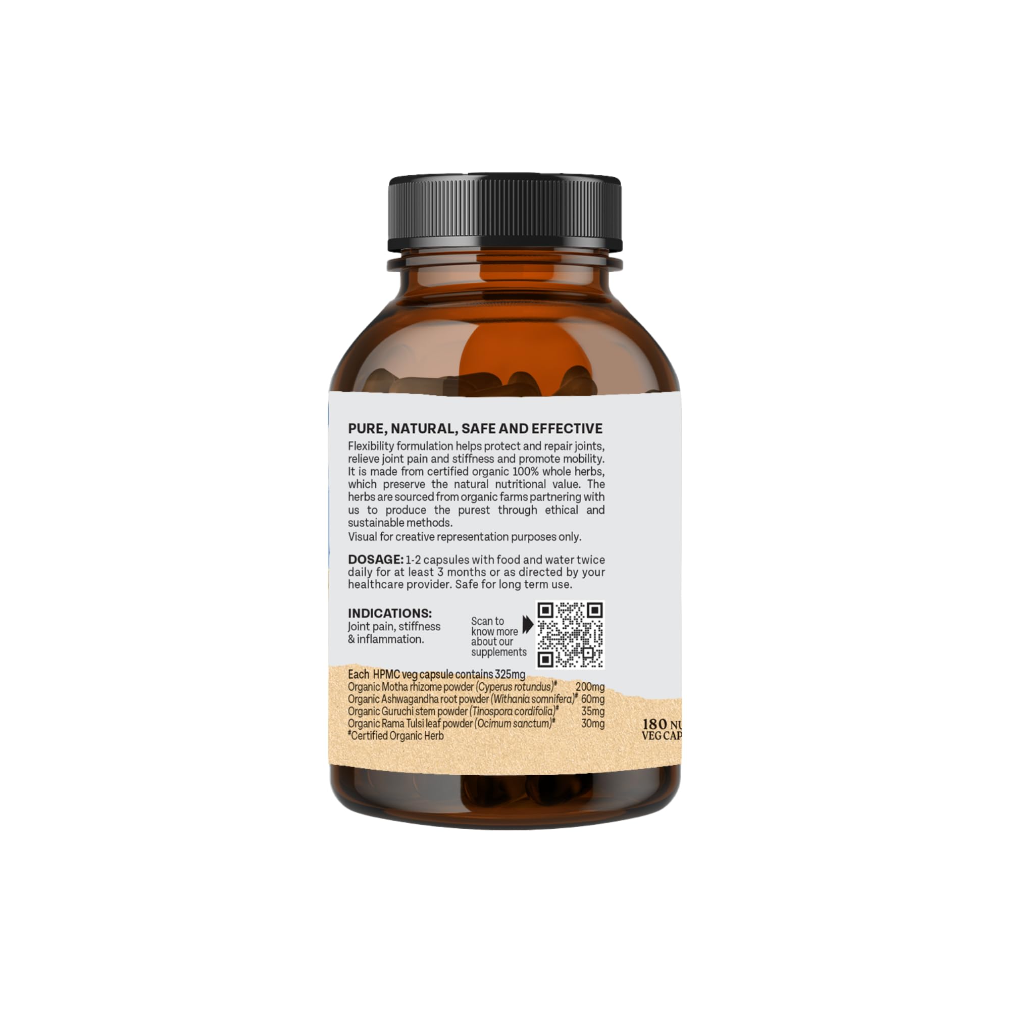 A TATA Product - Organic India Flexibility - 180 Veg Capsules, Helps Improve Joint Mobility, Reduce Inflammation, Stiffness & Relaxes Muscle Spasm, GMP & NPOP Certified Organic product image 2