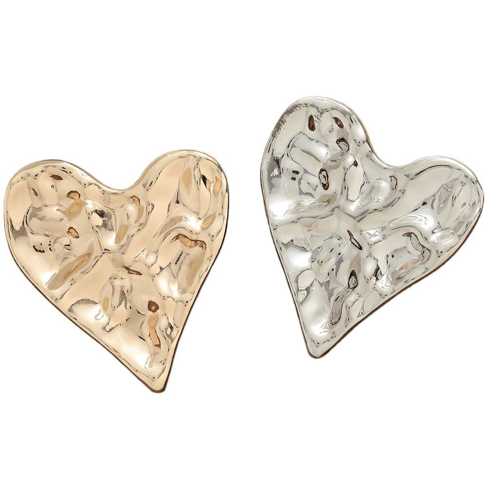 Fituenly 2pcs Irregular Alloy Heart Pin, Metallic Heart Shape Badge Brooch, Lapel Corsage Pin for Men Women Clothes Bags Hats