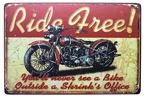 Hioni Ride gratuit Moto, plaque en métal, vintage plaque Poster mural Ornement Maison/café/bar Décor Cover