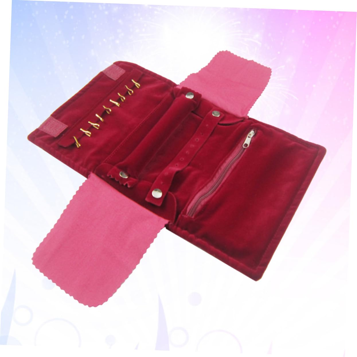 OATIPHO 1pc Jewelry Storage Roll Bag for Women Multifunctional Organizer for Earrings Bracelets Compact Lint Jewelry Container -friendly and