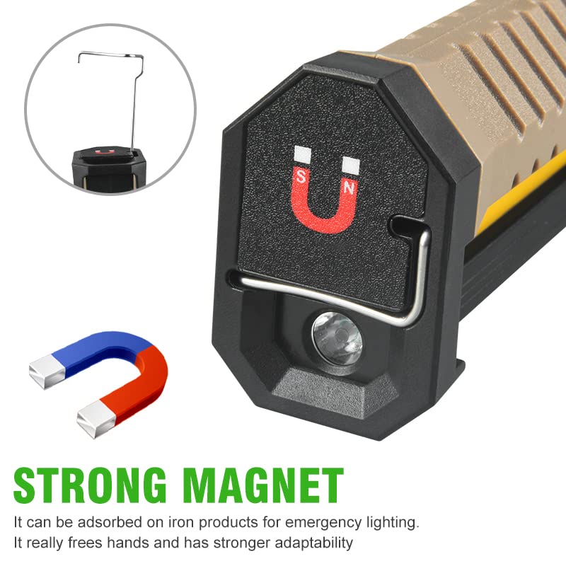 Lampe De Travail Magnétique LED Rechargeable - Lumière Pliable 180° Avec Aimant, Crochet Et Pied Pour Mécanique Et Urgence