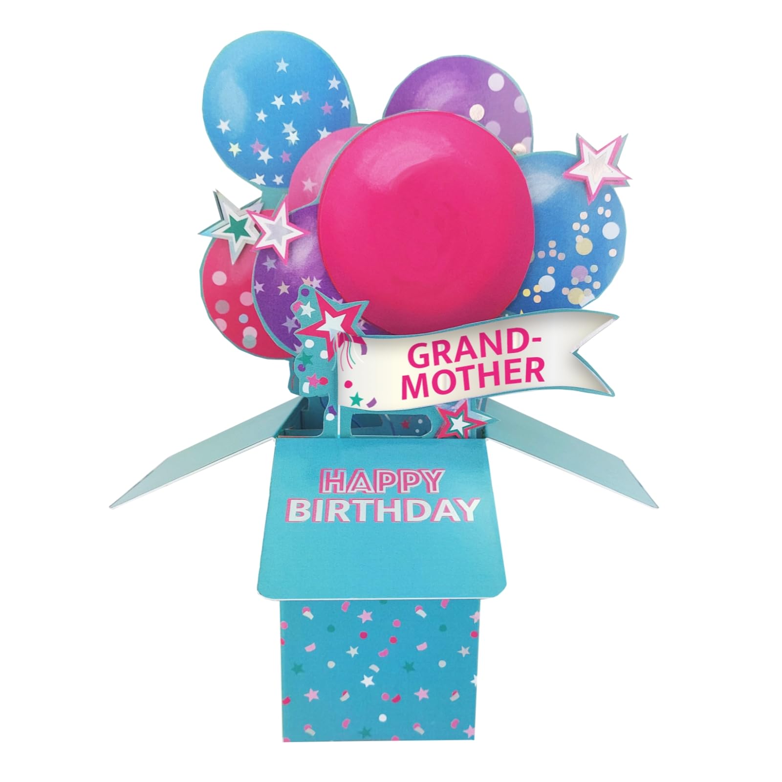 Clever Cubes Grandmother Pop Up Birthday Card For Her 3D Cube Card - Clever Cubes - By Second Nature - Vibrant Design, Heartfelt Message, Eco-Friendly, Keepsake, Cheerful, Personal For Grandmother