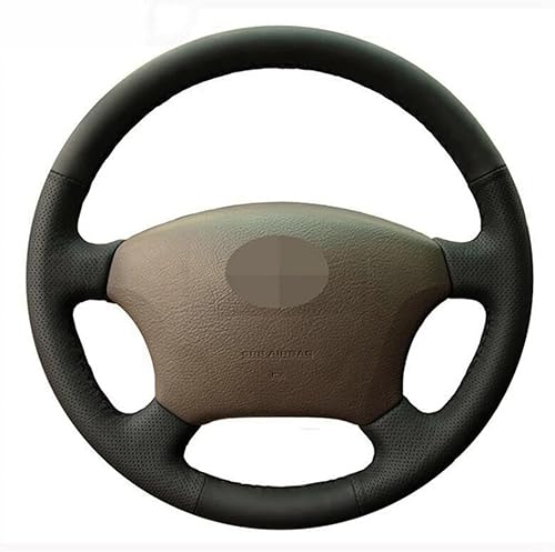 Funda trenzada de cuero negro cosida a mano para volante de automóvil, ajuste para Toyota Land Cruiser Prado 120 piezas de automóvil